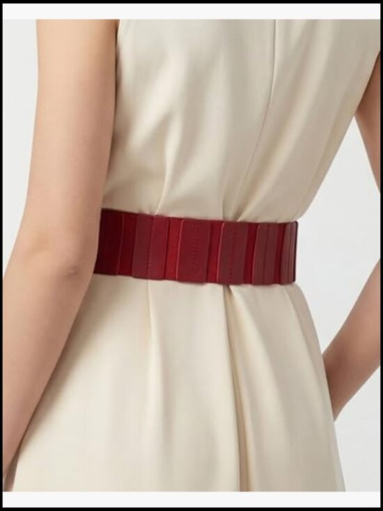 Wide Elastic Stretch Retro Metal Interlock Buckle Belt Gothic Vintage